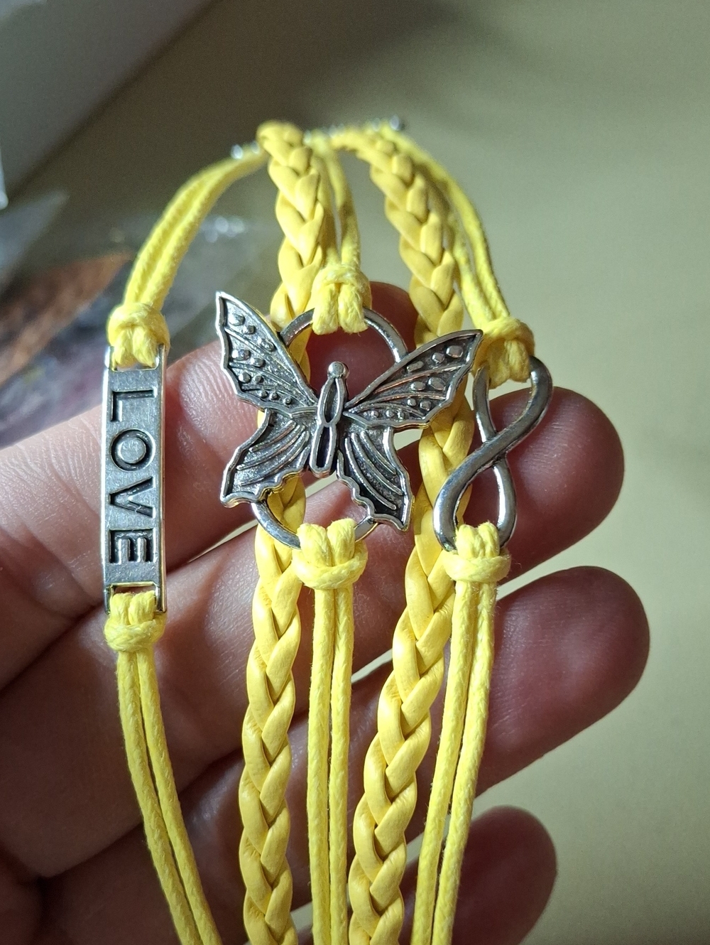 Braided Multi-Charm Bracelet Stack - Yellow